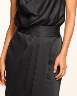 Ramy Brook Monica Cowl Neck Midi Dress Black Outlet