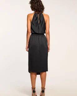 Ramy Brook Monica Cowl Neck Midi Dress Black Outlet