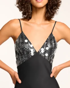 Ramy Brook Nadiene Embellished Slip Midi Dress Black Fashion