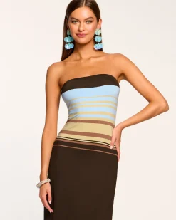 Ramy Brook Nava Strapless Coverup Dress Brownstripe New