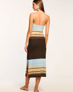 Ramy Brook Nava Strapless Coverup Dress Brownstripe New