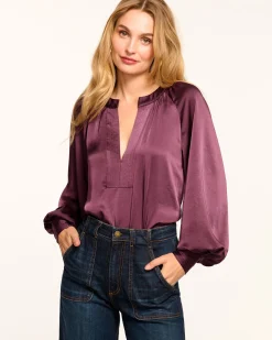Ramy Brook Nevada Puff Sleeve Blouse Pinotnoir Best