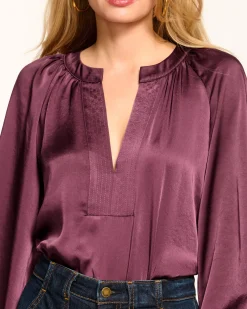 Ramy Brook Nevada Puff Sleeve Blouse Pinotnoir Best