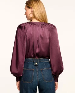 Ramy Brook Nevada Puff Sleeve Blouse Pinotnoir Best