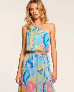 Ramy Brook Nicola One-Shoulder Maxi Dress Watercolorfloral New