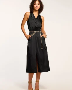 Ramy Brook Nikia V-Neck Midi Dress Black Hot