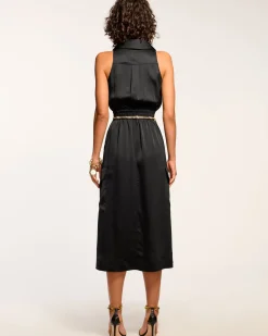 Ramy Brook Nikia V-Neck Midi Dress Black Hot