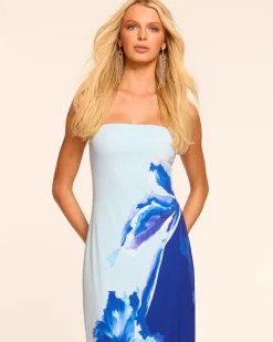 Ramy Brook Nora Strapless Jersey Maxi Dress Bluefloral Best