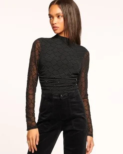 Ramy Brook Opal Embellished Turtleneck Top Blackdiamond Discount