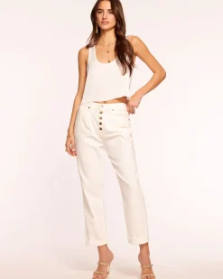 Ramy Brook Pearle Cropped Straight Leg Jean White Discount