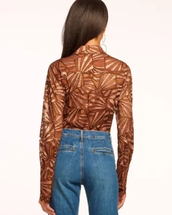 Ramy Brook Priscilla Lace Button Down Top Bronzelace Clearance
