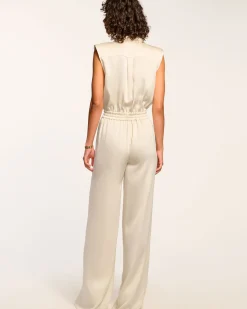 Ramy Brook Rabiya Button Down Jumpsuit Cream New