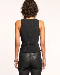 Ramy Brook Rudy V-Neck Vest Blackstripe Discount