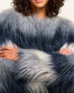 Ramy Brook Samuel Faux Fur Coat Navyombre Online