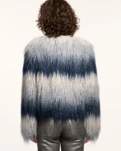 Ramy Brook Samuel Faux Fur Coat Navyombre Online