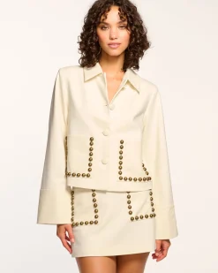 Ramy Brook Shoshana Studded Ponte Jacket Whiteponte New