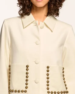 Ramy Brook Shoshana Studded Ponte Jacket Whiteponte New