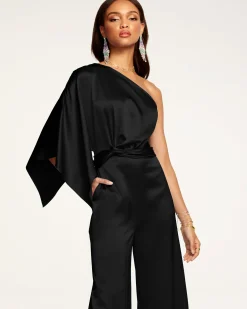 Ramy Brook Simone One-Shoulder Jumpsuit Black Best