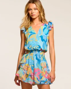 Ramy Brook Simone Smocked Mini Dress Watercolorfloral Online
