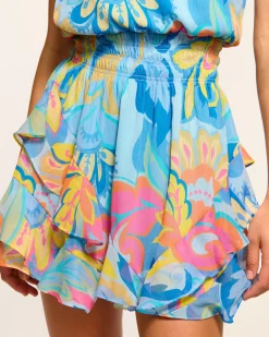 Ramy Brook Simone Smocked Mini Dress Watercolorfloral Online