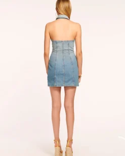 Ramy Brook Susanna Denim Halter Mini Dress Lightwash Online