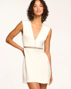 Ramy Brook Teigan Embellished V-Neck Mini Dress Clearance