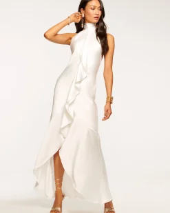 Ramy Brook Tera Ruffled Halter Gown New