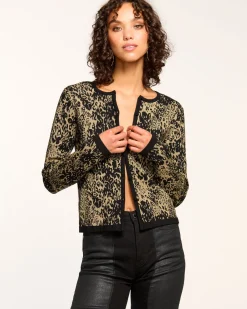 Ramy Brook Tricia Cardigan Sweater Goldleopard Hot