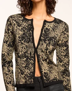 Ramy Brook Tricia Cardigan Sweater Goldleopard Hot