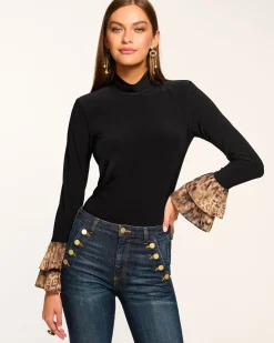 Ramy Brook Vickiana Turtleneck Top Leopard Hot