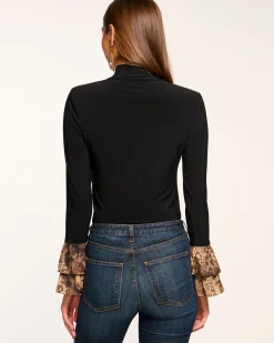 Ramy Brook Vickiana Turtleneck Top Leopard Hot