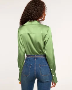 Ramy Brook Victoria Silk Button Down Blouse Sandstone Fashion