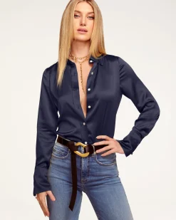 Ramy Brook Victoria Silk Button Down Blouse Discount