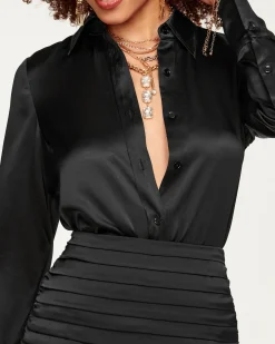 Ramy Brook Victoria Silk Button Down Blouse Discount