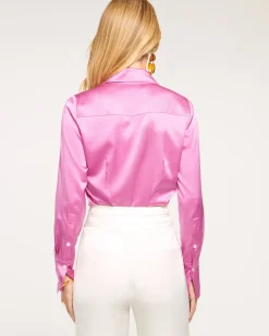 Ramy Brook Victoria Silk Button Down Blouse Discount
