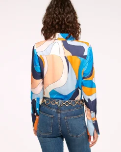 Ramy Brook Victoria Silk Button Down Blouse Discount