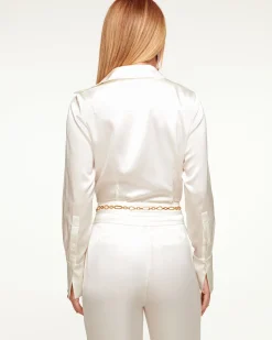 Ramy Brook Victoria Silk Button Down Blouse Discount