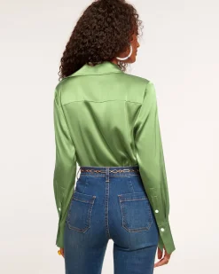 Ramy Brook Victoria Silk Button Down Blouse Discount