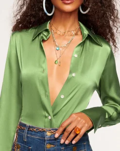Ramy Brook Victoria Silk Button Down Blouse Discount
