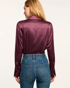 Ramy Brook Victoria Silk Button Down Blouse Discount