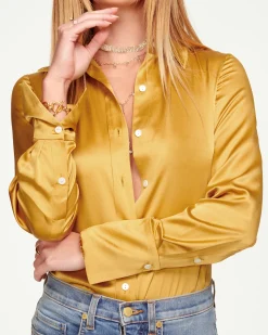 Ramy Brook Victoria Silk Button Down Blouse Discount