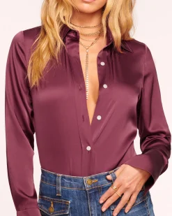 Ramy Brook Victoria Silk Button Down Blouse Discount