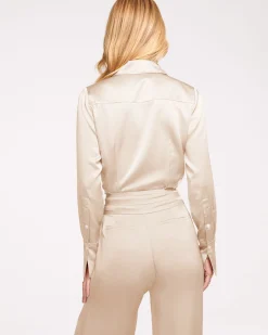 Ramy Brook Victoria Silk Button Down Blouse Discount