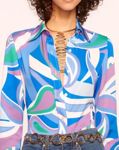 Ramy Brook Victoria Silk Button Down Blouse Discount