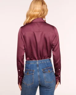 Ramy Brook Victoria Silk Button Down Blouse Discount