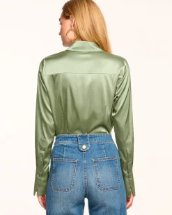 Ramy Brook Victoria Silk Button Down Blouse Discount