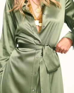 Ramy Brook Victoria Silk Button Down Midi Dress Fashion