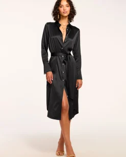Ramy Brook Victoria Silk Button Down Midi Dress Fashion