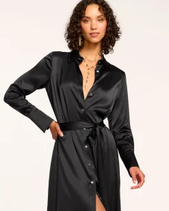 Ramy Brook Victoria Silk Button Down Midi Dress Fashion