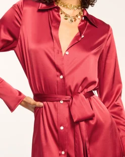 Ramy Brook Victoria Silk Button Down Midi Dress Fashion